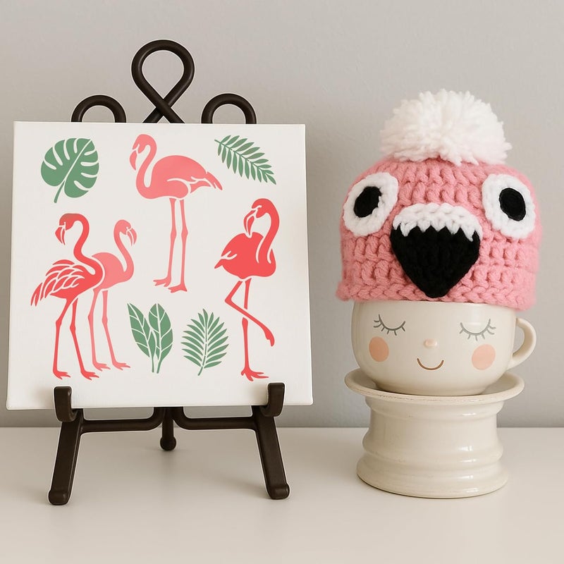 beinkmake 6Pcs Flamingo Stencil PET Painting Templates Drawing Inlay Border Stencils for Furniture Reusable DIY Craft for Wall Wood Fabric Canvas Paper Home Decor 11.7inch - Image 4